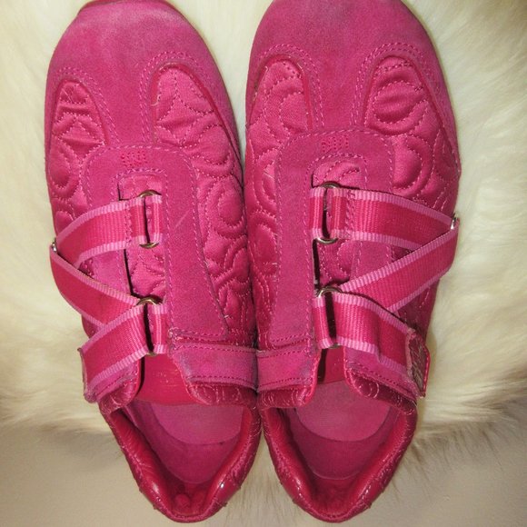 COACH pink sneakers velco/slip on  shoes Karra Size  8 1/2 - Picture 2 of 9